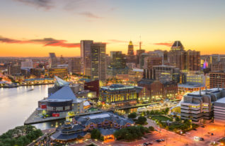 Overhead view of Baltimore Maryland