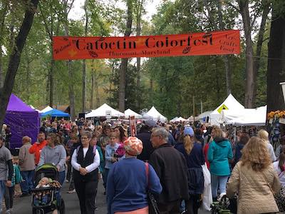 Catoctin Colorfest Sign with people