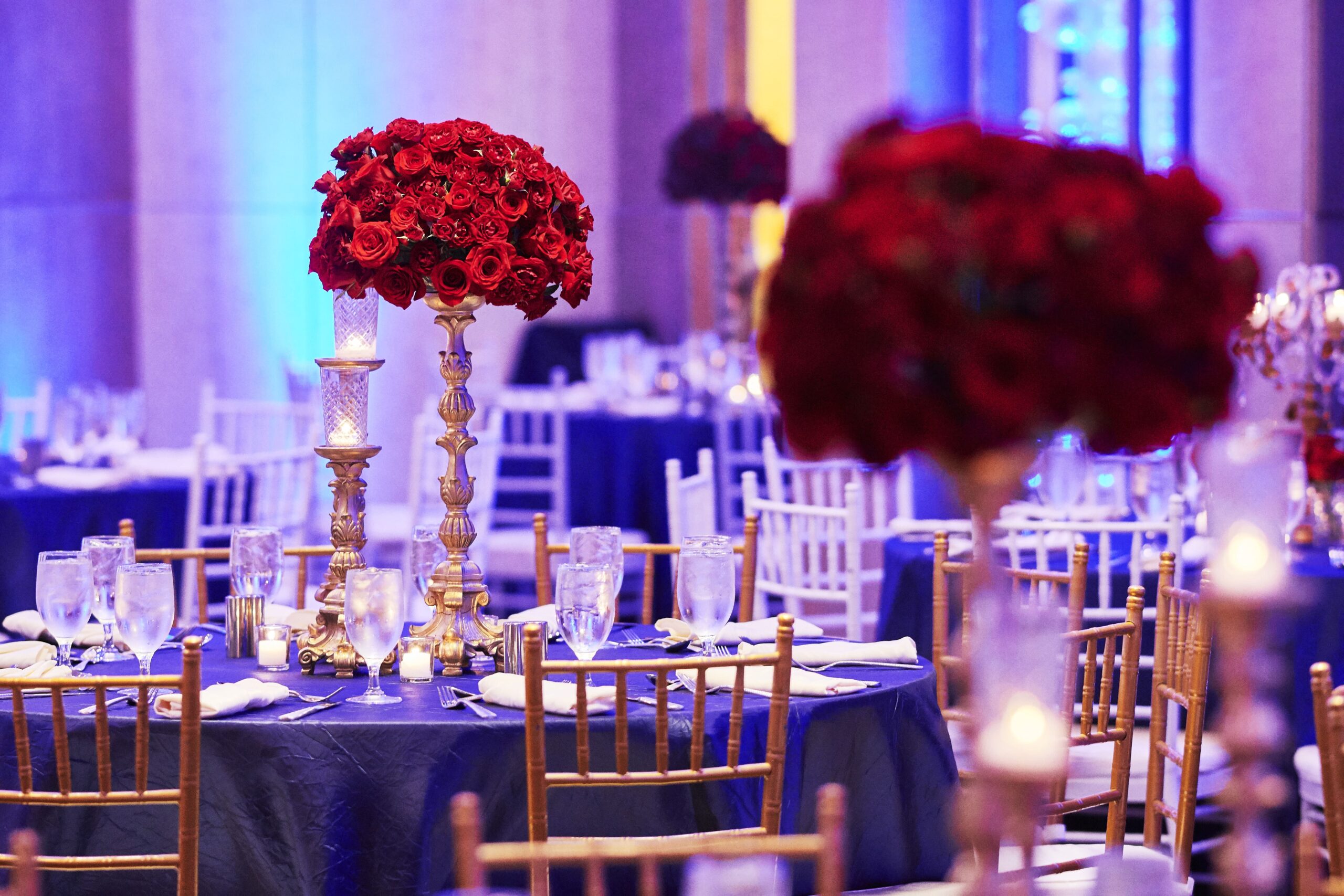 close up of a table in wedding venue