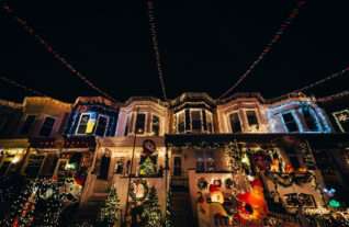 duplex's decorated for christmas time